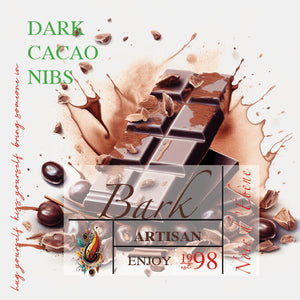 Dark Cacao Nib Bark : Irregular shaped pieces of chocolate